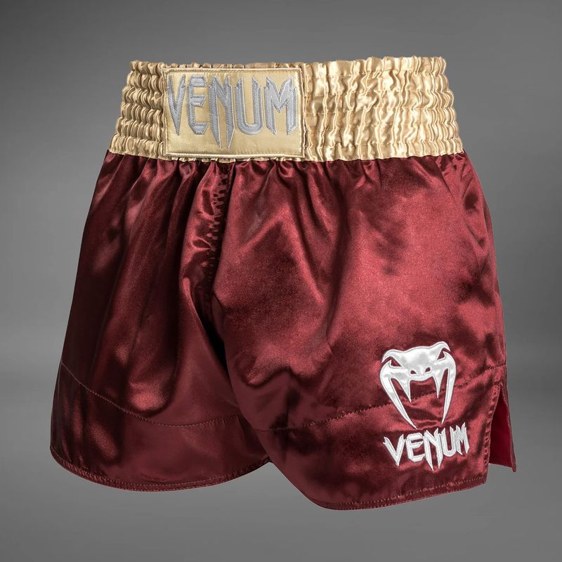 Pánske tréningové šortky Venum Classic Muay Thai burgundy/gold/white 3