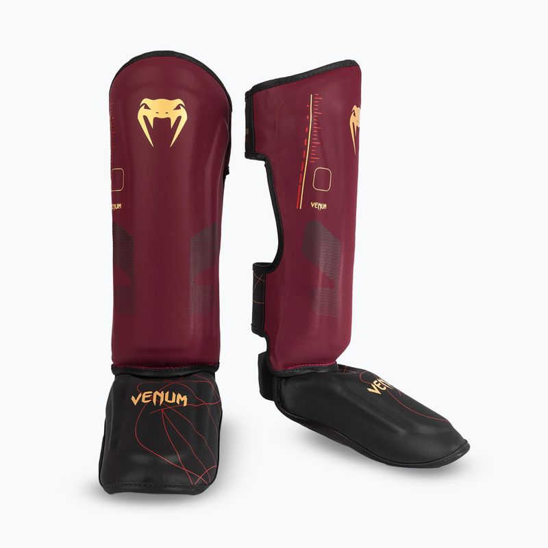 Dámske chrániče holennej kosti a chodidla Venum Tactical XT Shinguards black/burgundy/gold 2