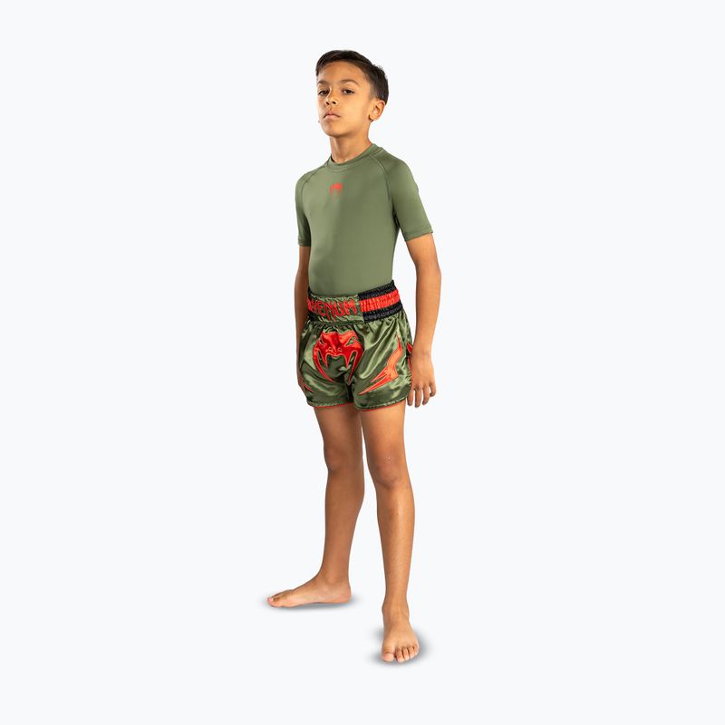 Detské tréningové šortky Venum Inferno Kids Muay Thai army green/orange 2