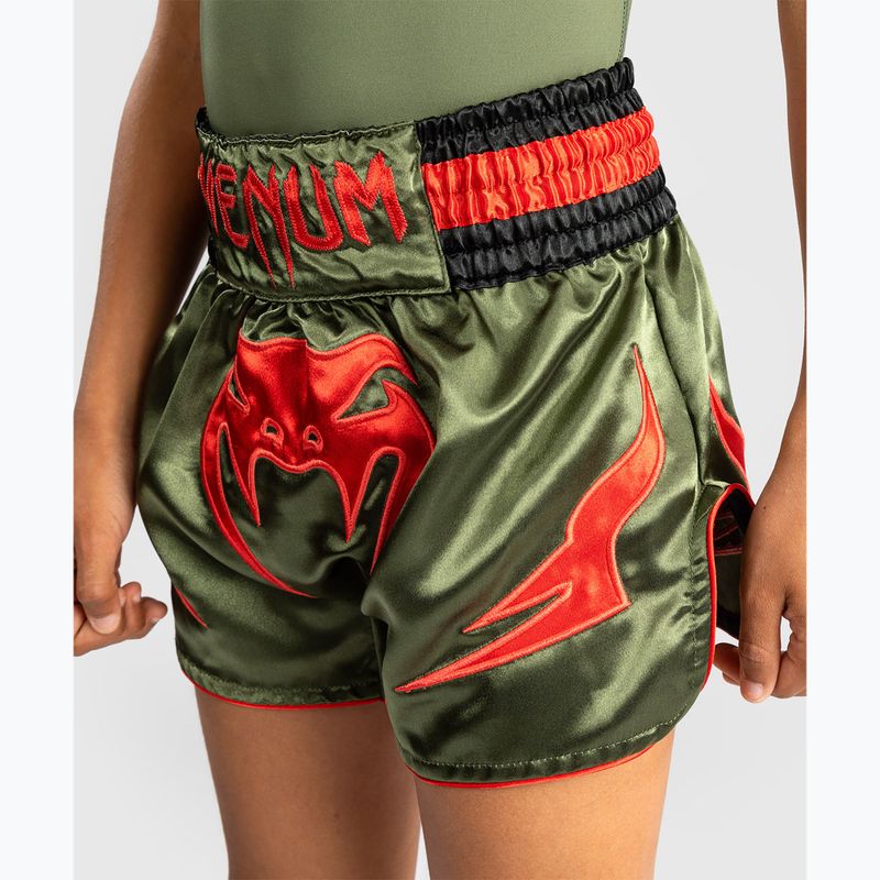 Detské tréningové šortky Venum Inferno Kids Muay Thai army green/orange 5