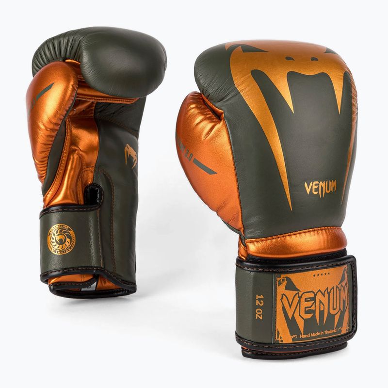 Venum Giant 3.0 khaki/bronzové boxerské rukavice 2