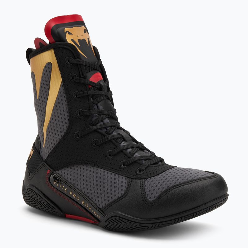 Venum Elite Boxerské topánky stom grey/gold logo