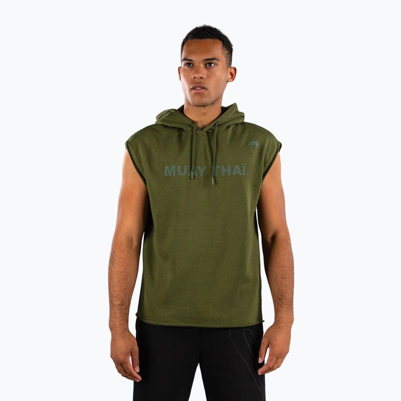 Pánska mikina Venum Muay Thai VT Sleeveless Hoodie military green