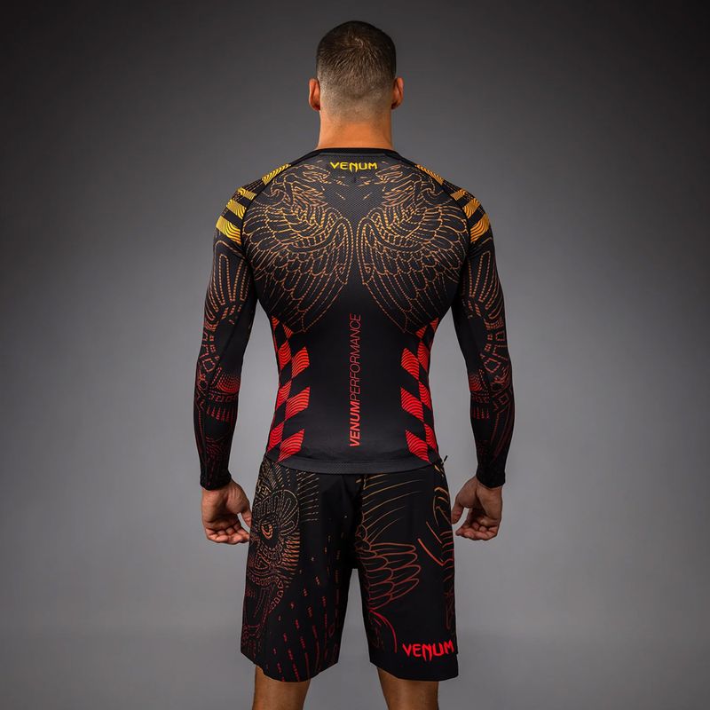 Pánsky rashguard longsleeve Venum Quetzal Fury Rashguard black/fury red/tangerine 3