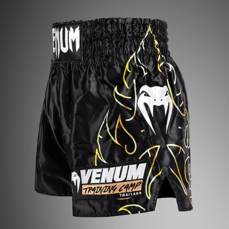 Pánske tréningové šortky Venum VTC Flames Muay Thai black/gold 3