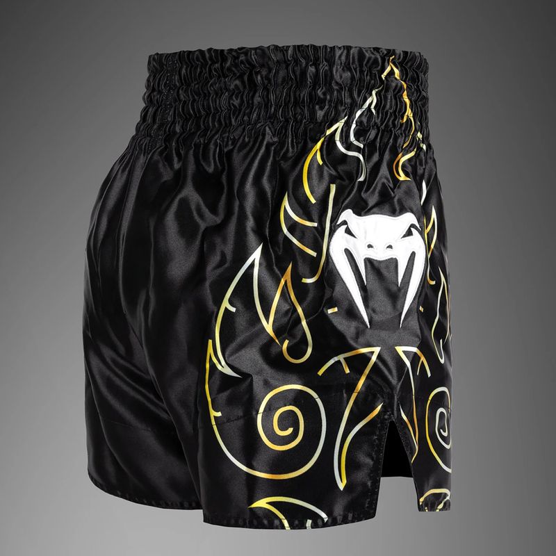 Pánske tréningové šortky Venum VTC Flames Muay Thai black/gold 4