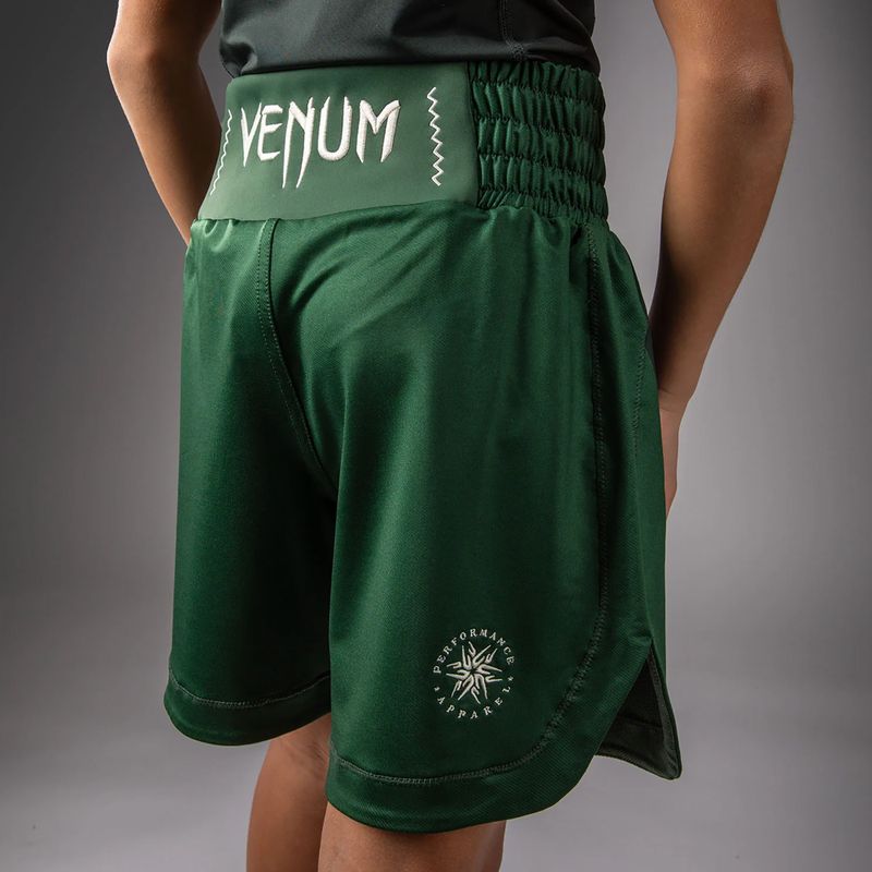Detské tréningové šortky Venum Attack Kids Boxing forest green/off white 7