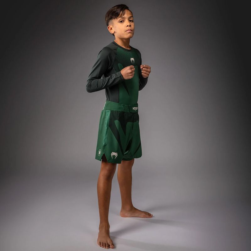Detské tréningové šortky Venum Attack Kids Fightshorts forest green/off white 2