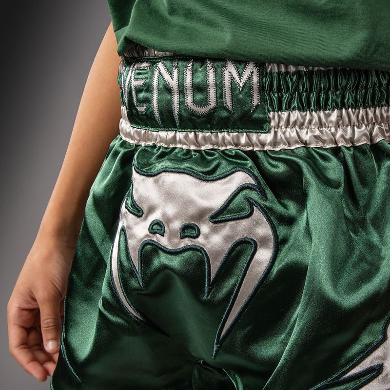 Detské tréningové šortky Venum Inferno Muay Thai forest green/off white 6