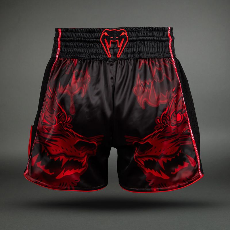 Pánske tréningové šortky Venum Wolf Attack Muay Thai Shorts black/red 2