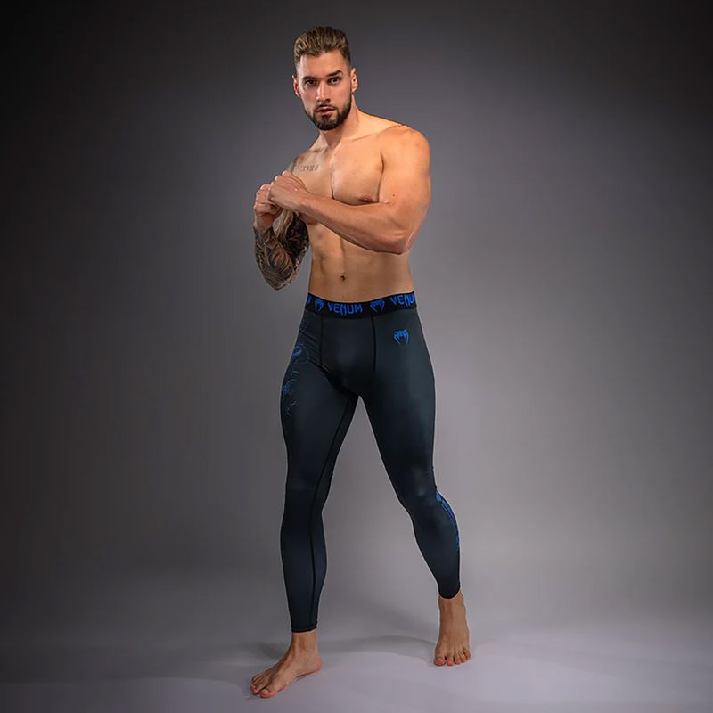 Pánske tréningové legíny Venum Thunder Dragon Spats Black/Royal Blue 2
