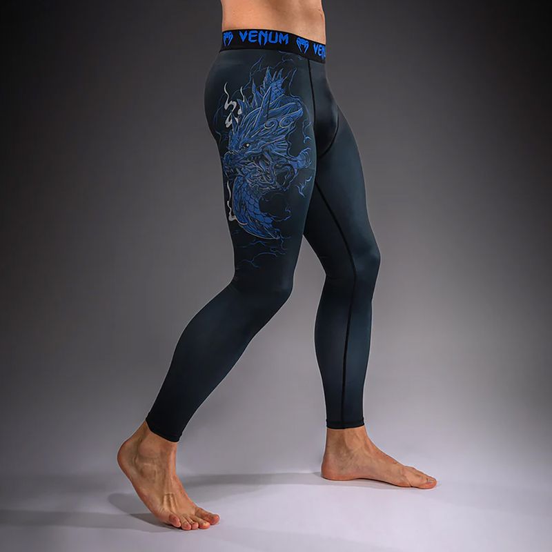 Pánske tréningové legíny Venum Thunder Dragon Spats Black/Royal Blue 6