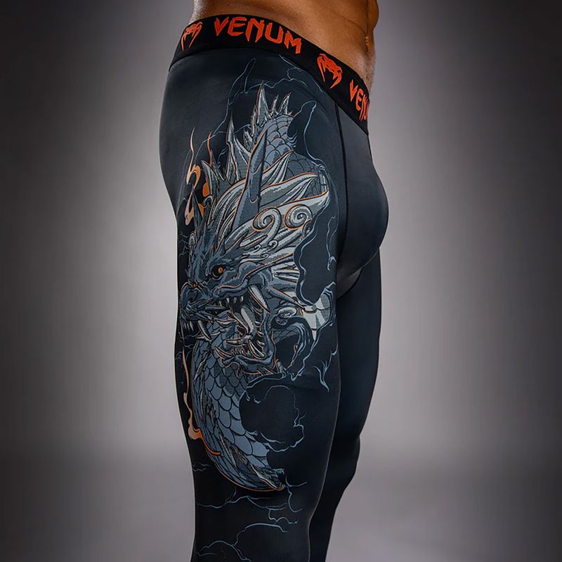 Pánske tréningové legíny Venum Thunder Dragon Spats Black/Grey/Copper 5