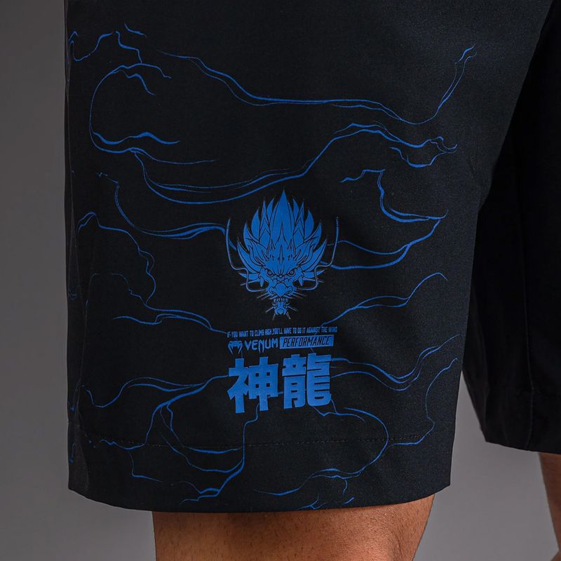 Pánske tréninkové šortky Venum Thunder Dragon Training Black/Royal Blue 7
