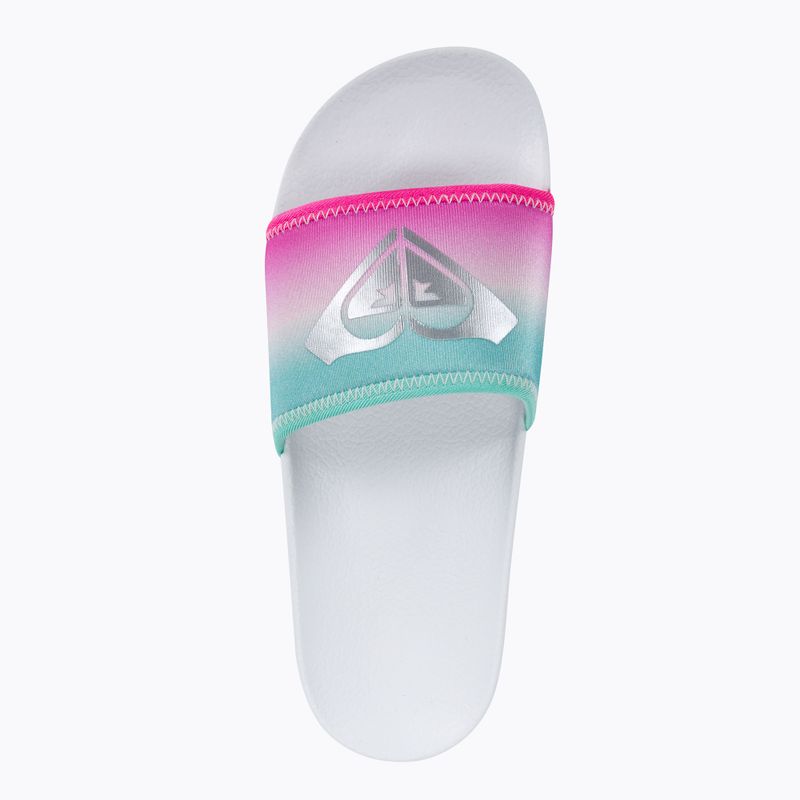 Detské žabky ROXY Slippy Neo G 2021 white/crazy pink/turquoise 6