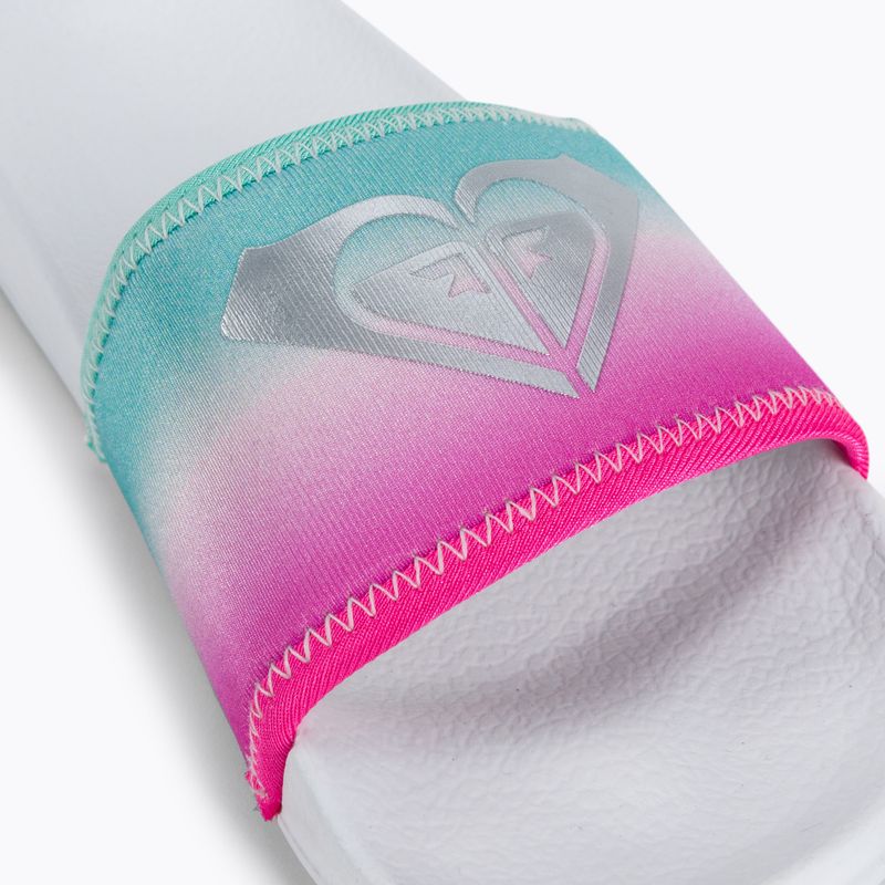 Detské žabky ROXY Slippy Neo G 2021 white/crazy pink/turquoise 7