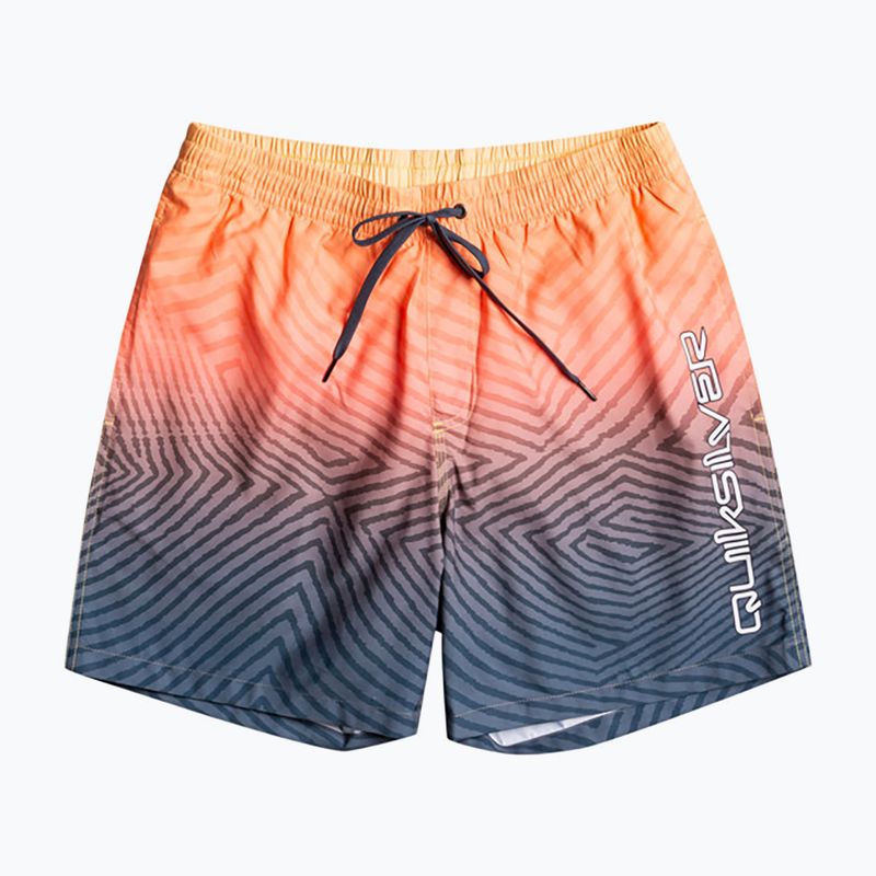 Pánske plavecké šortky Quiksilver Everyday Warped Logo Volley 17" námornícka modrá a oranžová EQYJV04000-BSL6