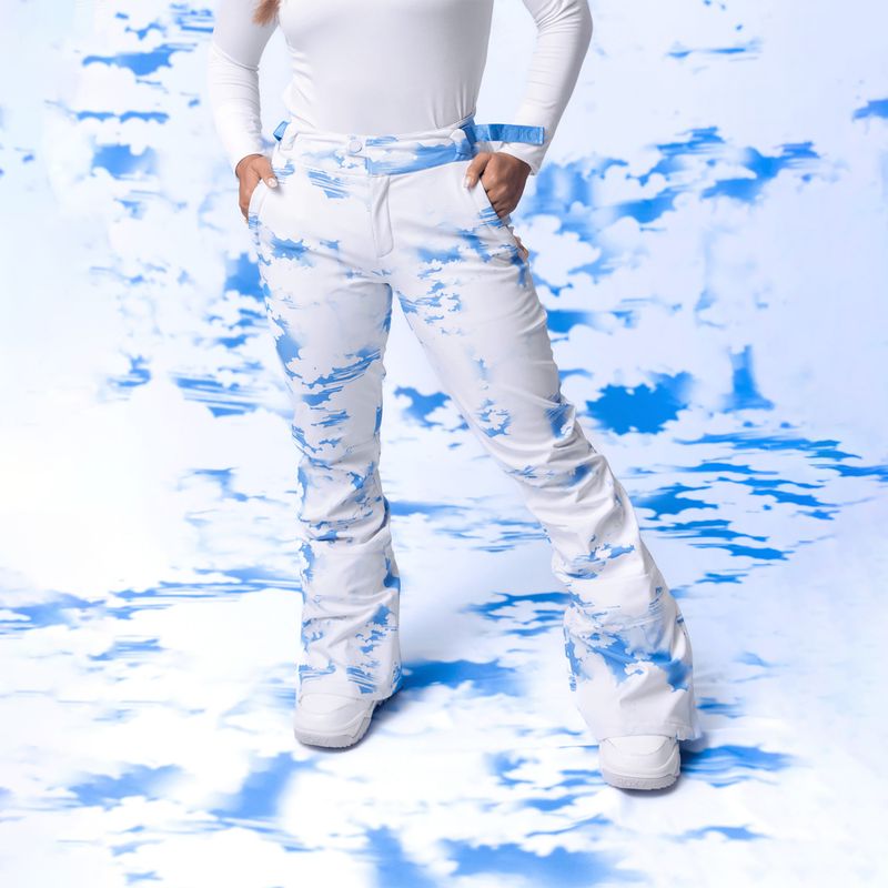 Dámske snowboardové nohavice ROXY Chloe Kim azure blue clouds 9