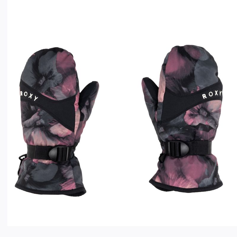 Detské snowboardové rukavice ROXY Jetty Mitt Girl true black pansy rg 3