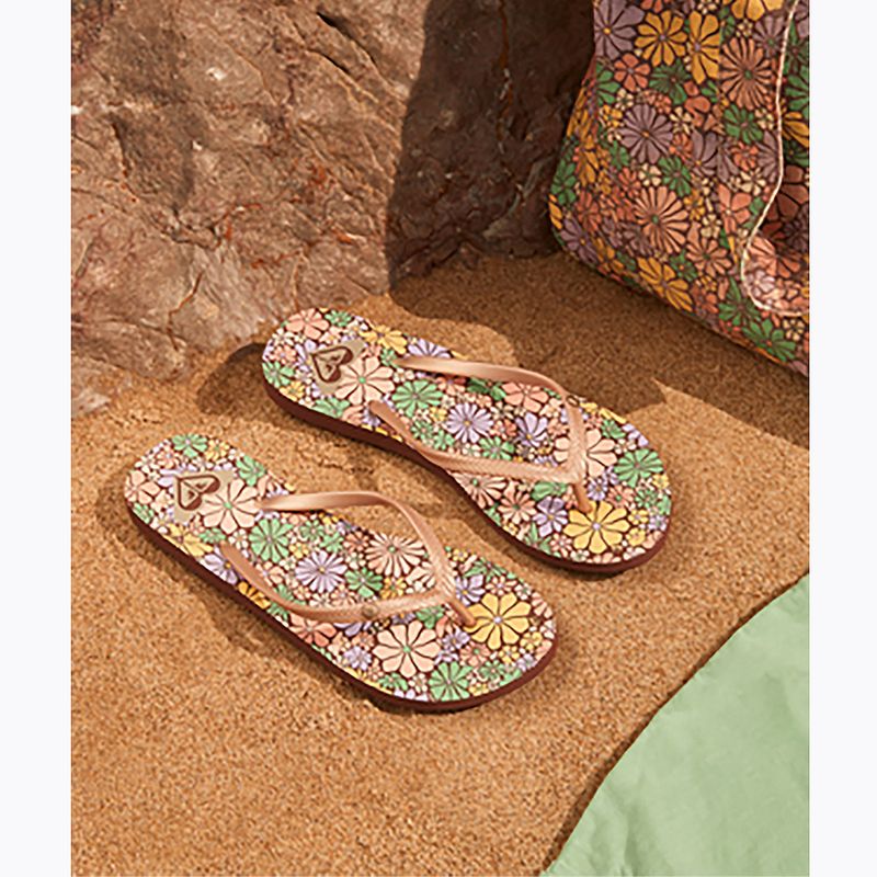 Dámske žabky ROXY Bermuda Print brown combo 9