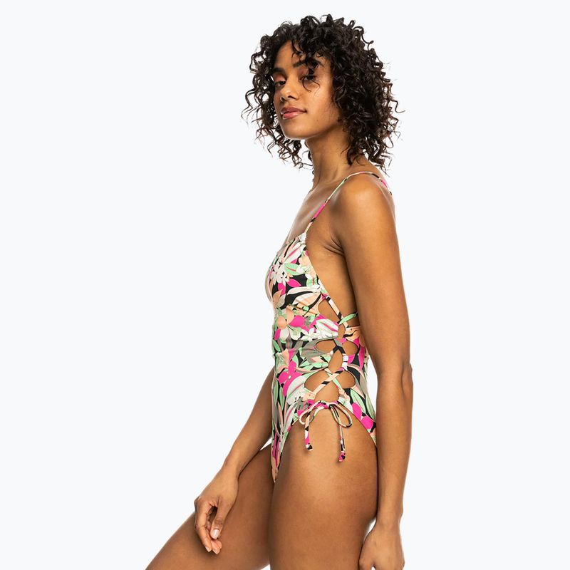 Dámske jednodielne plavky ROXY Printed Beach Classics Lace UP anthracite palm song s 5