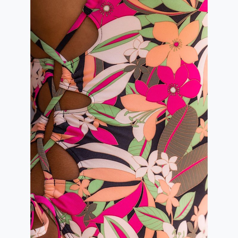 Dámske jednodielne plavky ROXY Printed Beach Classics Lace UP anthracite palm song s 8