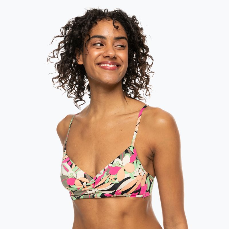 Vrchný diel plaviek  ROXY Printed Beach Classics Wrap anthracite palm song s 2