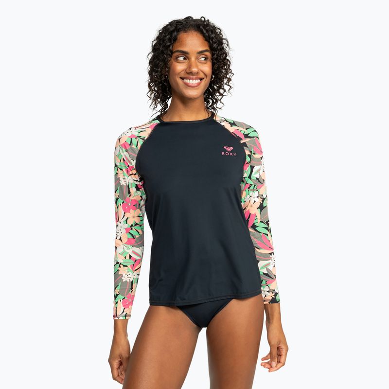 Dámsky longsleeve na plávanie  ROXY Lycra Printed anthracite palm song s 2