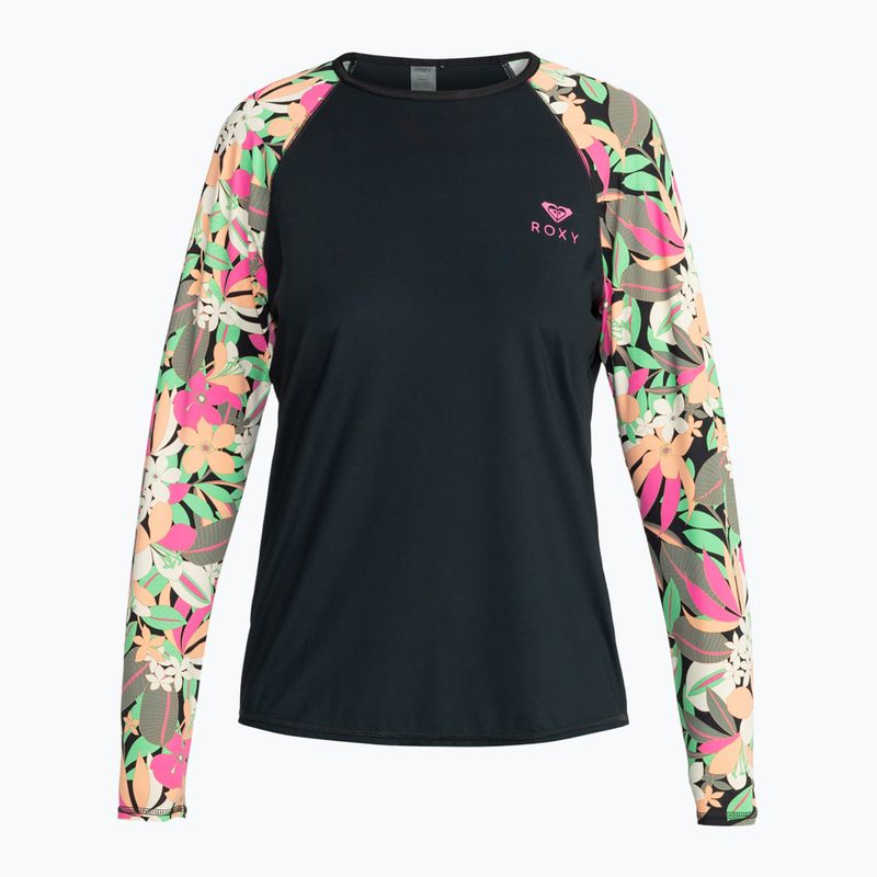 Dámsky longsleeve na plávanie  ROXY Lycra Printed anthracite palm song s