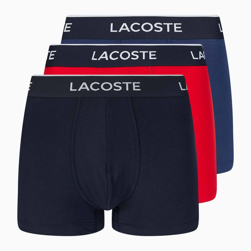 Boxerky Lacoste 5H3389 W64 3 páry námornícka modrá/červená metylénová