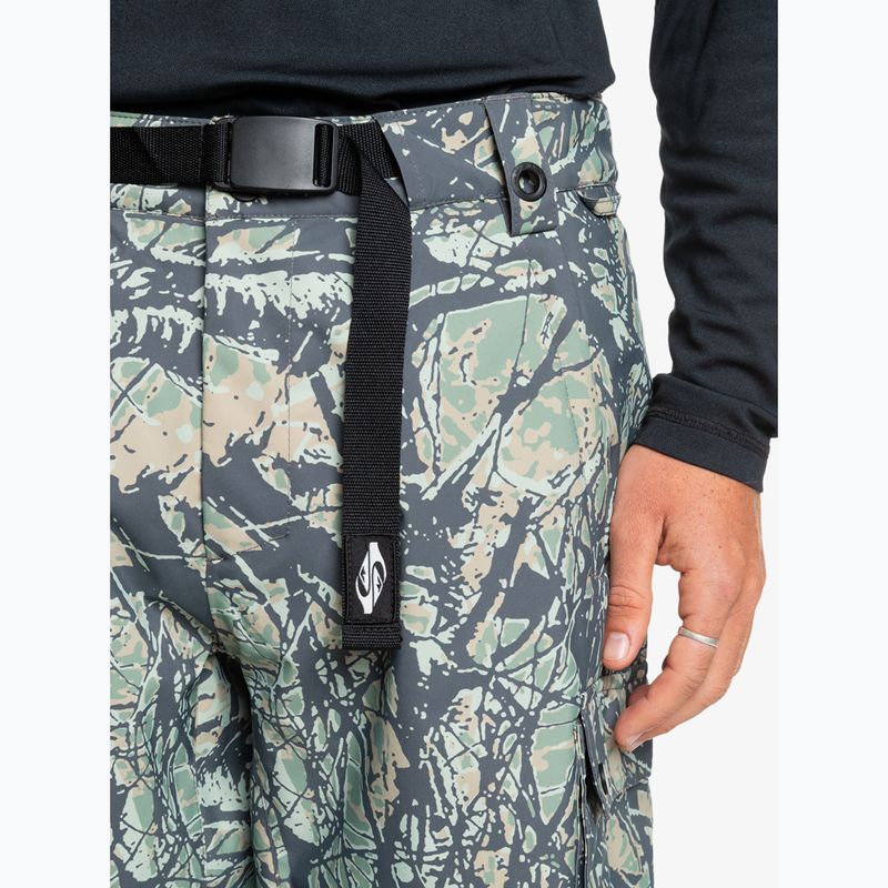Pánske snowboardové nohavice Quiksilver Snow Down Cargo woodland abstract sea spray 5