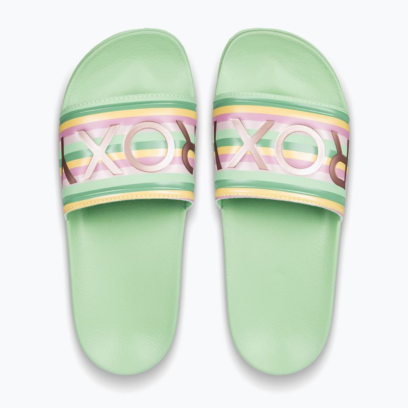 Dámske žabky ROXY Slippy II green stripe 2