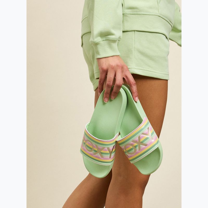 Dámske žabky ROXY Slippy II green stripe 6