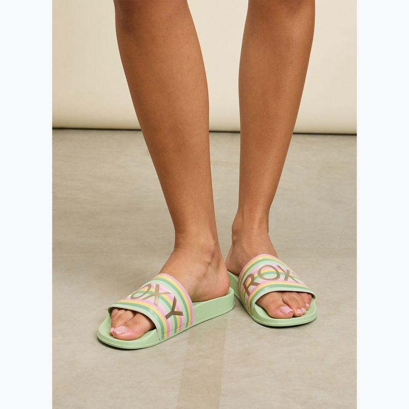 Dámske žabky ROXY Slippy II green stripe 7