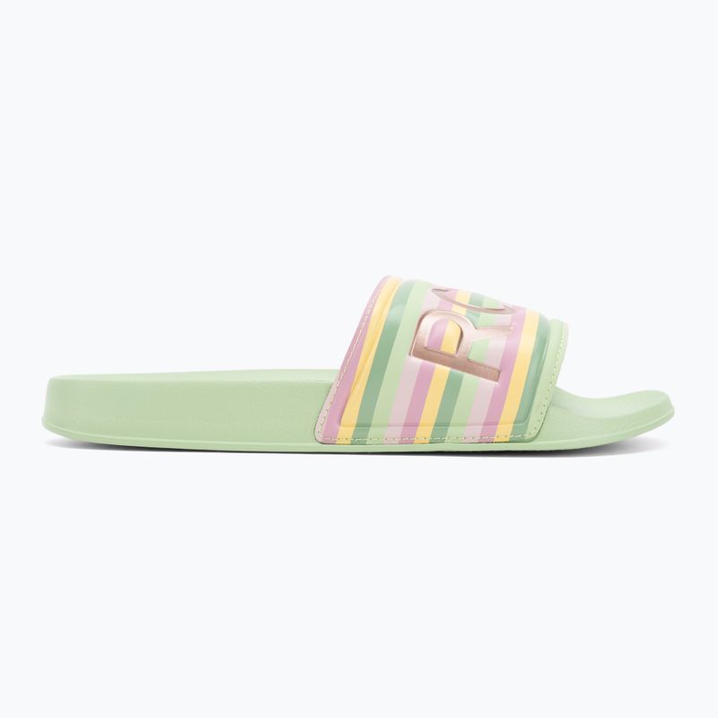 Dámske šľapky ROXY Slippy II green stripe 2