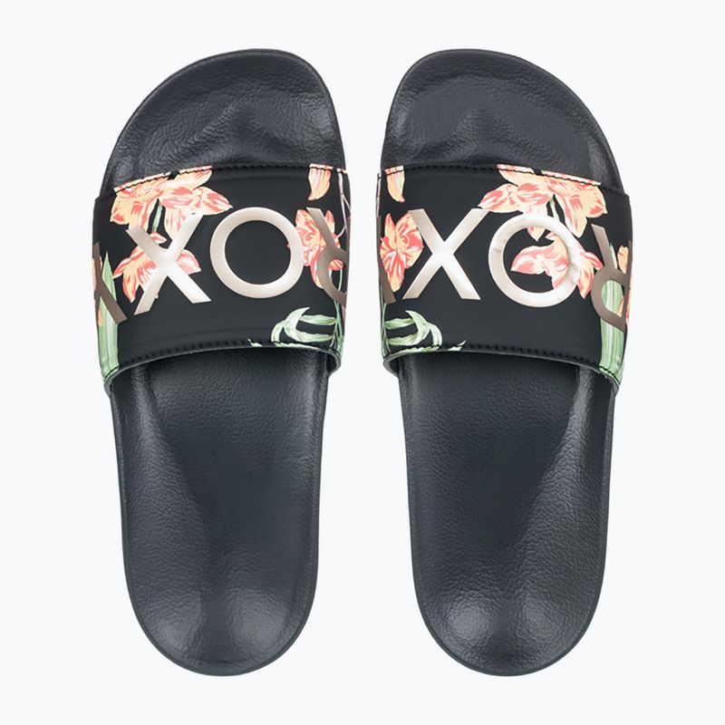 Dámske žabky ROXY Slippy II black/green print 2