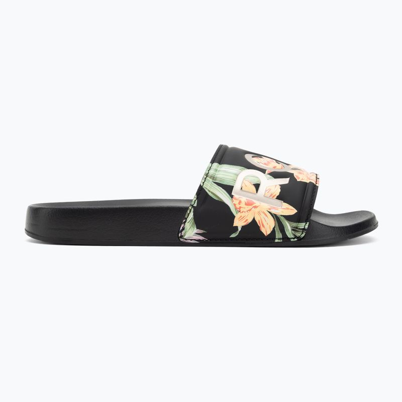 Dámske šľapky ROXY Slippy II black/green print 2