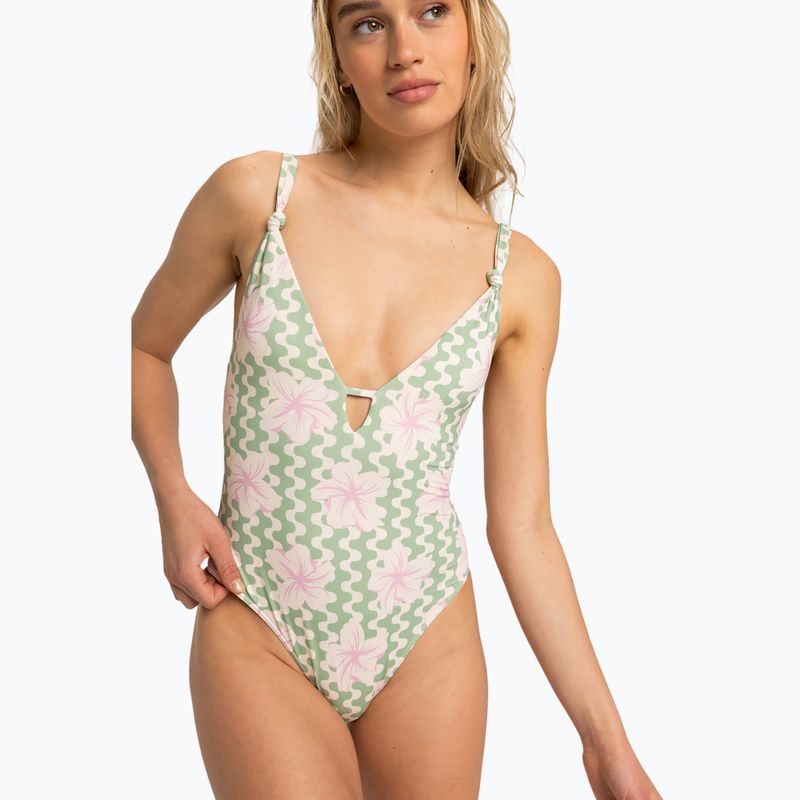 Dámske jednodielne plavky ROXY Hibiscus Daze basil party waves yw 2