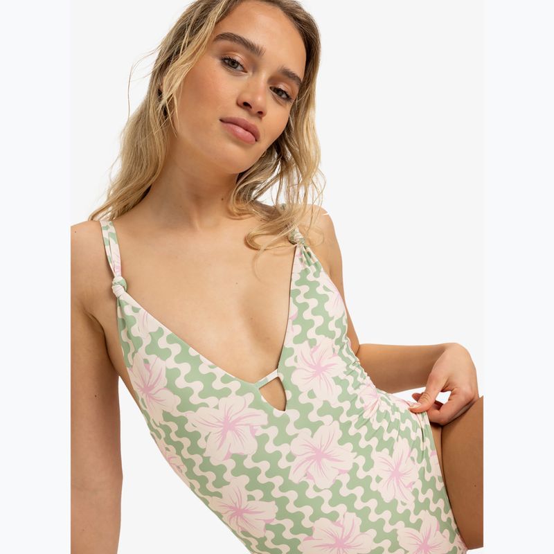 Dámske jednodielne plavky ROXY Hibiscus Daze basil party waves yw 5