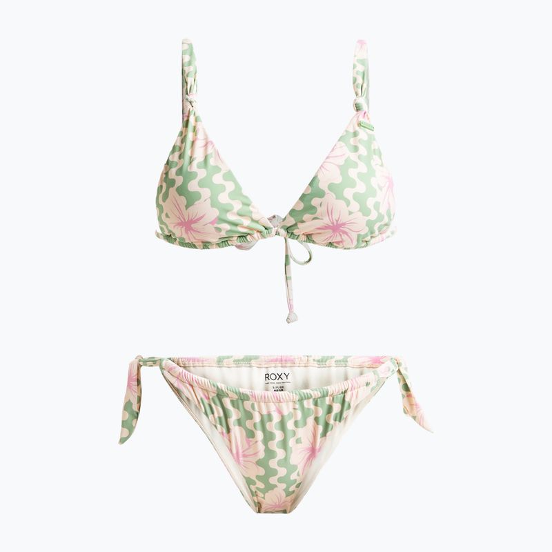 Dámske dvojdielne plavky ROXY Hibiscus Daze Elongated Tri basil party waves yw
