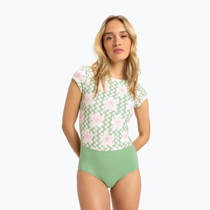 Dámske jednodielne plavky ROXY Hibiscus Daze basil party waves yw 2