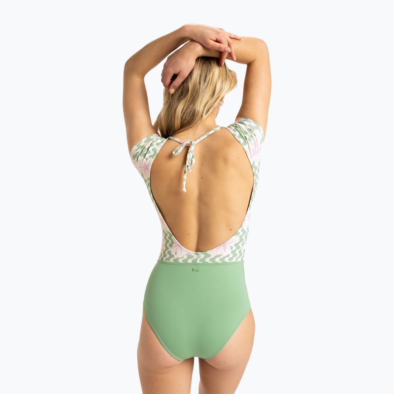 Dámske jednodielne plavky ROXY Hibiscus Daze basil party waves yw 3