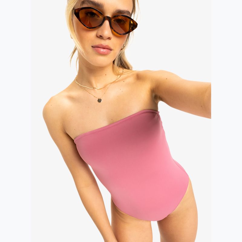 Dámske jednodielne plavky ROXY Solid Beach Classics Bandeau heather rose 5