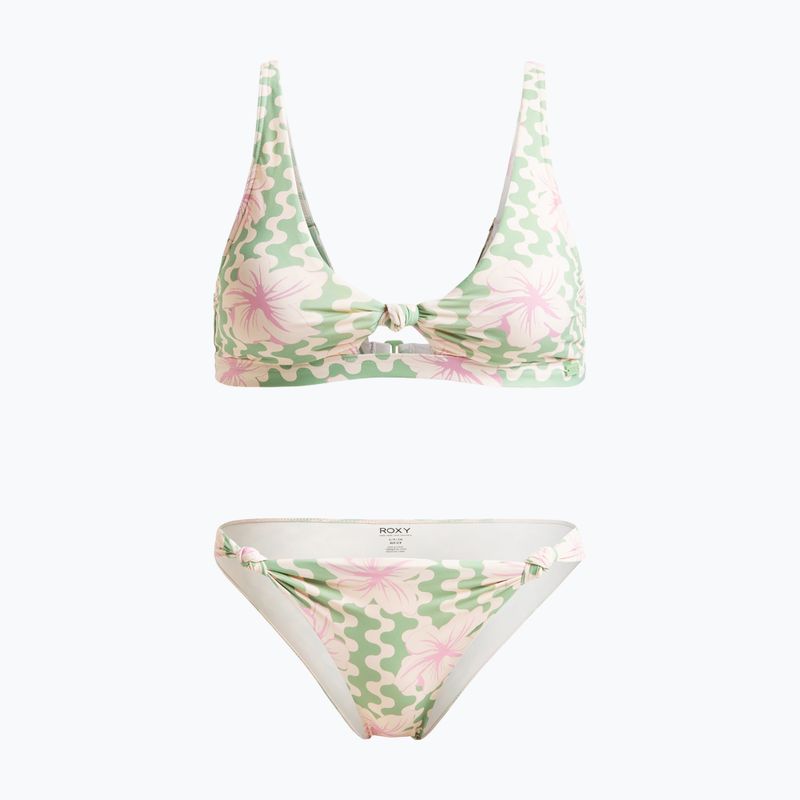 Dámske dvojdielne plavky ROXY Hibiscus Daze Elongated Tri basil party waves yw