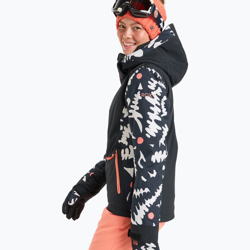 Dámska snowboardová bunda ROXY Free Jet true black/big flower 5