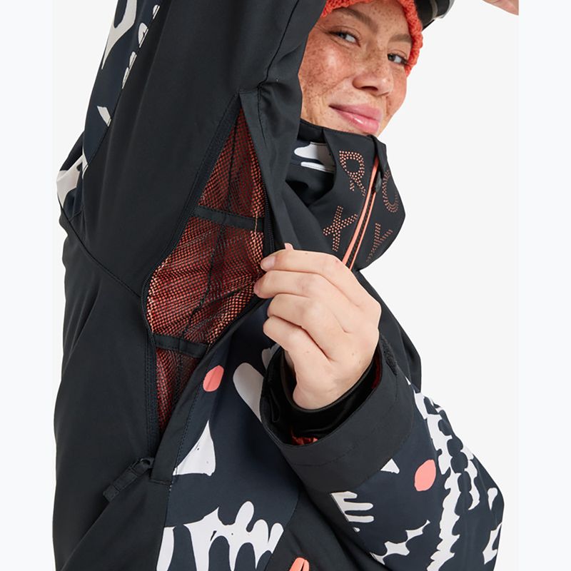 Dámska snowboardová bunda ROXY Free Jet true black/big flower 8