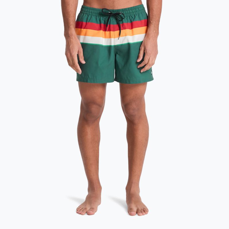 Pánske plavecké šortky Quiksilver Everyday Printed Volley 15" forest outside stripe 3