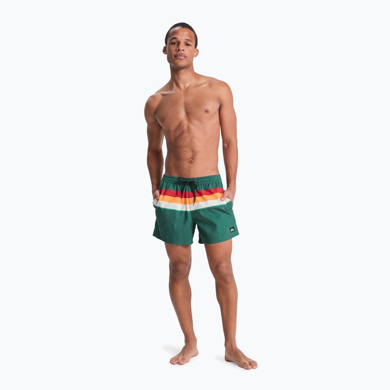 Pánske plavecké šortky Quiksilver Everyday Printed Volley 15" forest outside stripe 4
