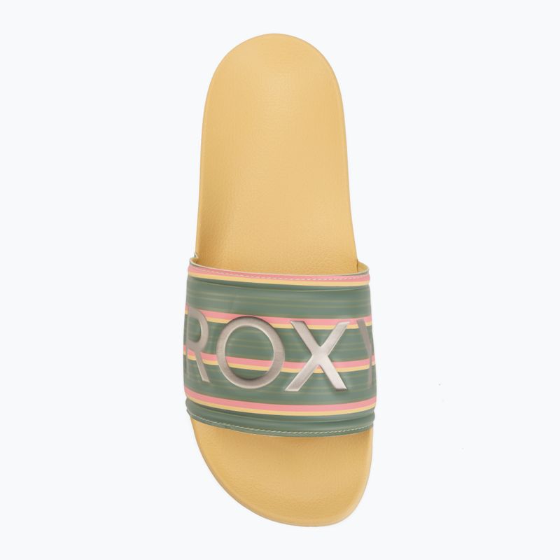 Dámske šľapky ROXY Slippy II Printed gold haze 5