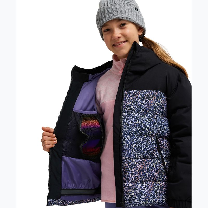 Detská snowboardová bunda ROXY Snowyhill Printed Puffy true black wildin out rg 5